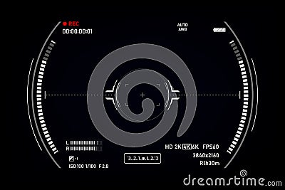 Camera viewfinder. Viewfinder camera recording. Video screen on a black background. vector illustration Vector Illustration