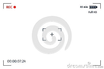 Camera viewfinder. Template focusing screen of the camera. Viewfinder camera recording. Vector Illustration