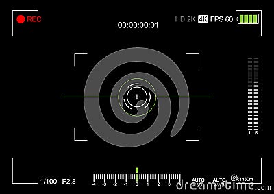 Camera viewfinder. Video screen on a black background. vector illustration Vector Illustration