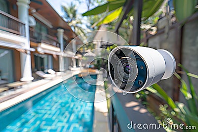 Camera voice commands automate home security settings, integrating CCTV controls with IoT advancements for state-of-the-art operat Cartoon Illustration