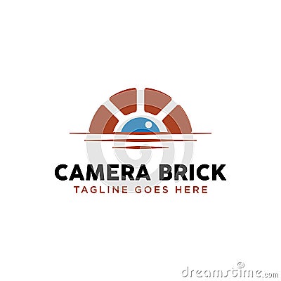 Camera/Waterway Brick Bridge Logo Design Inspiration Vector Illustration