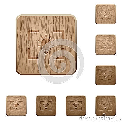 Camera white balance tungsten mode wooden buttons Stock Photo