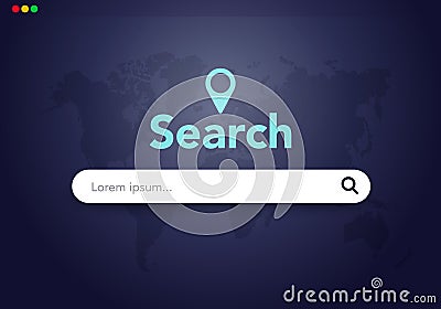 Vector Illustration Modern Dark Browser Window With Search Field Vector Illustration