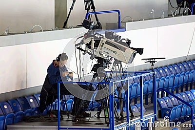 Cameraman with broadcast camera Editorial Stock Photo