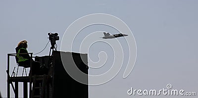 Cameraman catching figter jet during low altitue flying Editorial Stock Photo