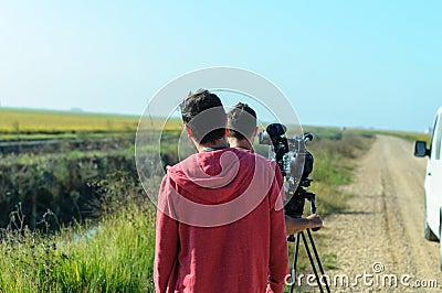 Cameraman with digital cinema camera Editorial Stock Photo