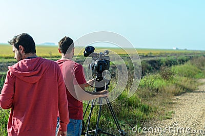 Cameraman with digital cinema camera Editorial Stock Photo