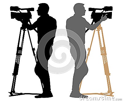 Cameraman silhouette on white background, vector. Vector Illustration