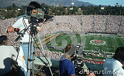 Cameramen shooting Rose Bowl Game, CA Editorial Stock Photo