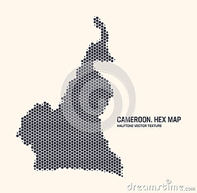 Cameroon Map Vector Hexagonal Half Tone Pattern Isolated On Light Background Vector Illustration