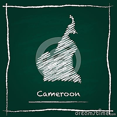 Cameroon outline vector map hand drawn with chalk. Vector Illustration