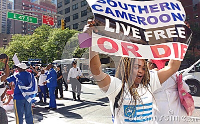 Cameroon, Southern Cameroons/Ambazonia Protesters, NYC, NY, USA Editorial Stock Photo