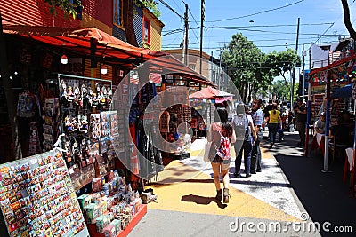 Caminito, one of the most famous streets in the quarter La Boca in Buenos Aires. Argentina Editorial Stock Photo
