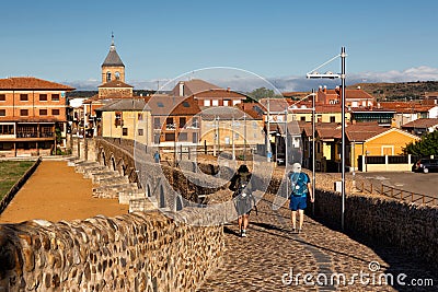 HOSPITAL DE ORBIGO CASTILLA, SPAIN - View of the little village along the Camino de Santiago Editorial Stock Photo