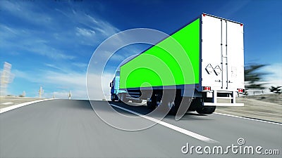Camion sur la route, route Transports, concept de logistique animation réaliste superbe avec le mouvement de physiks Écran vert Camion sur la route, route Transports, concept de logistique animation réaliste superbe avec le mouvement de physiks Écran vert