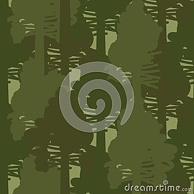 Camo forest olive woods seamless vector pattern. Vector Illustration