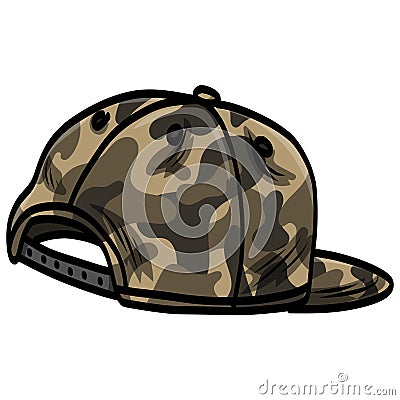 Camo Hat Snapback Camouflage Cap Backward Vector Illustration Vector Illustration