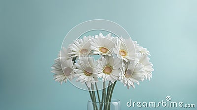 Camomile bouquet. Summer flowers. Floral abstract background. Generative AI. Illustration for banner, poster, cover, brochure or Stock Photo