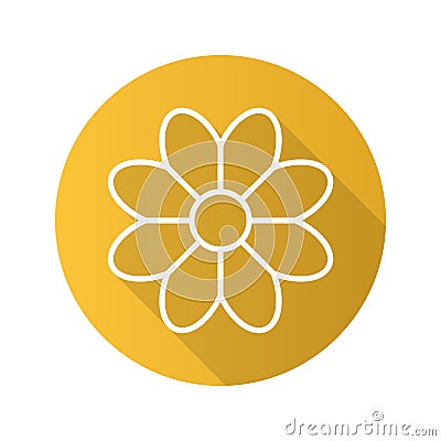 Camomile flat linear long shadow icon Vector Illustration