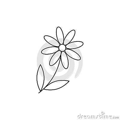 Camomile icon. daisy chamomile. Cute flower plant. Love card symbol. Growing concept. line design. white background. Isolated. Cartoon Illustration