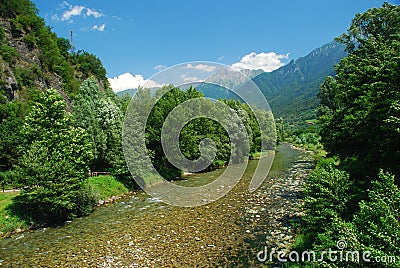 Camonica valley, river Oglio, Lombardy, Italy Stock Photo