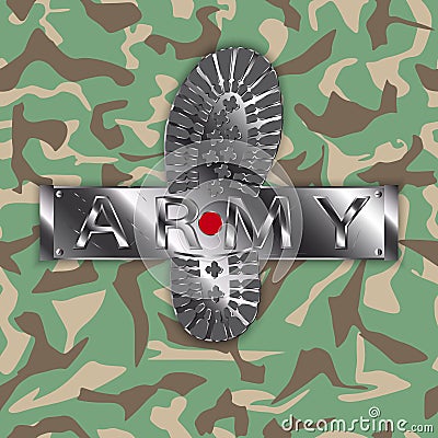 Camouflage army boot Vector Illustration