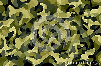 Camouflage background. Green, brown, black, olive colors forest texture. Trendy style camo. Print. Military Theme Vector Illustration