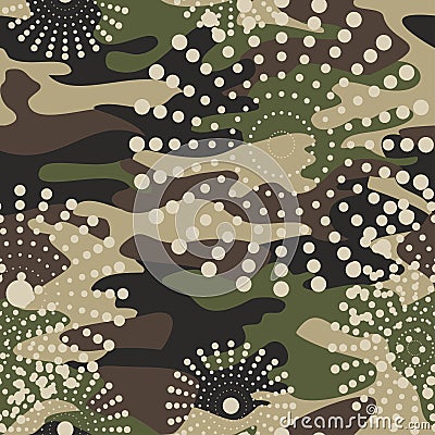 Camouflage and halftone pattern background seamless, mask clothi Vector Illustration