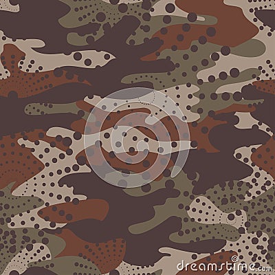 Camouflage and halftone pattern background seamless, mask clothi Vector Illustration