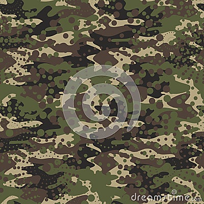 Camouflage and halftone pattern background seamless, mask clothi Vector Illustration