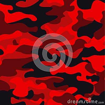 Camouflage military background. Camo bright red print texture - vector illustration. Abstract pattern seamless. Classic Vector Illustration