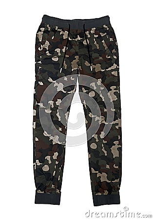 Camouflage military pants isolated on white Stock Photo
