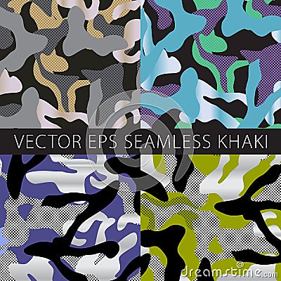 Camouflage netting. Seamless vector pattern. Forest coloring. Texture hiding the shape and outline of the object. Abstract Vector Illustration