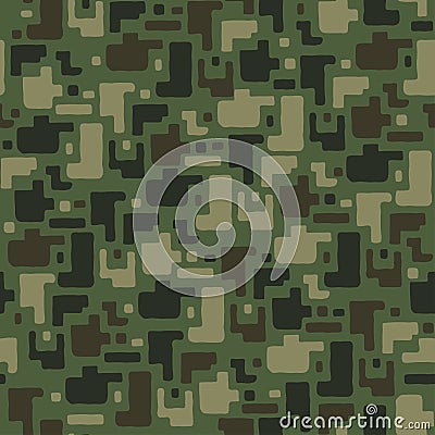 Camouflage pattern background. Classic clothing style masking camo repeat print. Seamless vector illustration. Vector Illustration