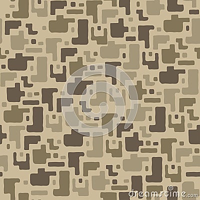 Camouflage pattern background, seamless vector illustration. Beige, brown, ocher colors desert texture. Vector Illustration