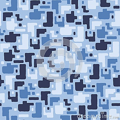 Camouflage pattern background, seamless vector illustration. Blue, sea colors, marine texture. Vector Illustration