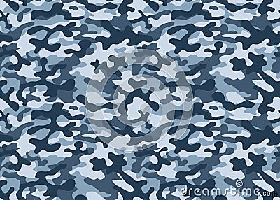 Camouflage pattern background seamless vector illustration. Classic clothing style masking repeat print. Blue white forest textur Vector Illustration