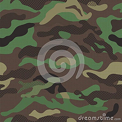 Camouflage pattern background seamless vector illustration. Classic clothing style masking repeat print. Dark Blue Vector Illustration