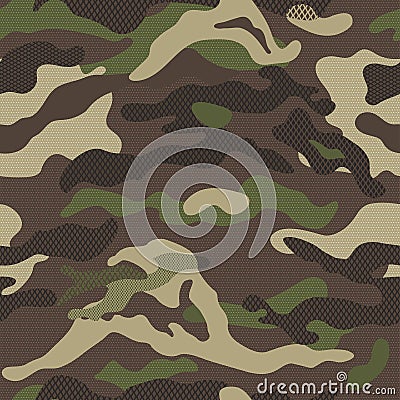 Camouflage pattern background seamless vector illustration. Classic clothing style masking repeat print. Vector Illustration