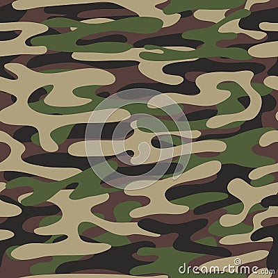 Camouflage pattern background. Woodland style. Military fashion green vector seamless pattern. Vector Illustration