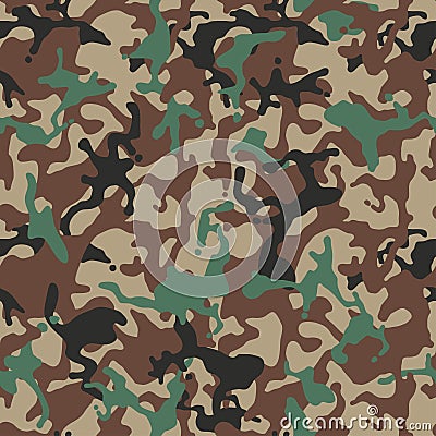 Camouflage pattern. Green military uniform. Camo texture, seamless vector background. Vector Illustration