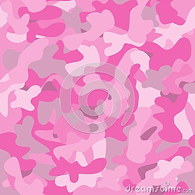 Camouflage, pink color abstract military seamless pattern. Vector Illustration