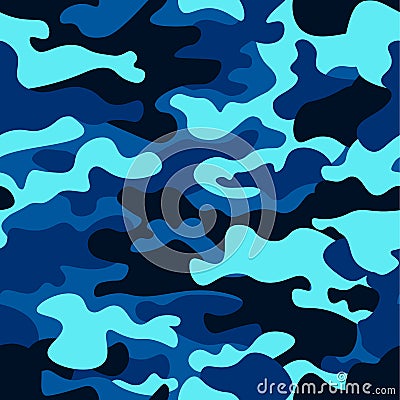 Camouflage seamless color pattern. Army camo, for clothing background. Vector illustration. Sea water camouflage.Classic Vector Illustration