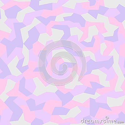 Camouflage seamless geometric pattern. Pale pastel pink repeating camo texture. Vector Illustration