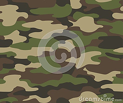 Camouflage seamless pattern. Abstract military or hunting camouflage background. Classic clothing style masking camo Vector Illustration