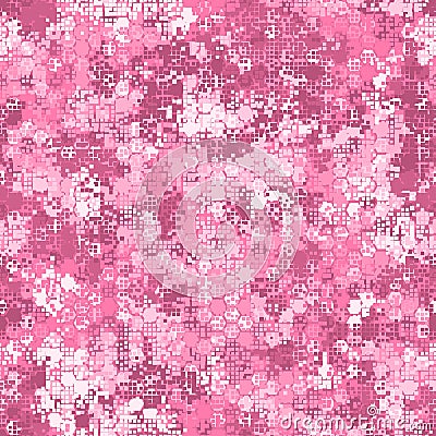 Camouflage seamless pattern with pink hexagonal endless geometric camo Vector Illustration