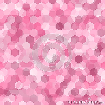Camouflage seamless pattern with pink hexagonal endless geometric camo Vector Illustration