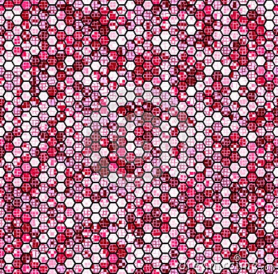 Camouflage seamless pattern with pink hexagonal endless geometric camo Vector Illustration