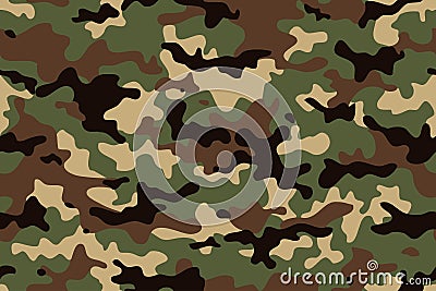 Camouflage seamless pattern. Trendy style camo, repeat print. Vector illustration. texture, military army green hunting Vector Illustration