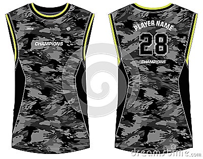 Camouflage Sleeveless Tank Top Basketball jersey vest design t-shirt template, sports jersey concept with front and back view for Vector Illustration